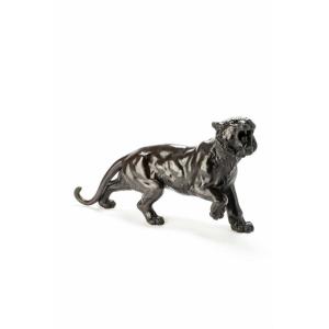 A Bronze Sculpture Depicting The Study Of A Powerful Tiger 