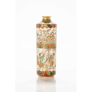 Vase En Céramique Satsuma Finement Peint Et émaillé
