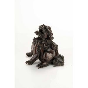 Brûle-encens En Bronze Représentant Un Karashishi