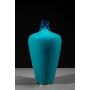 A Cloisonné Amphora-shaped Vase With Turquoise Ground, Signed Ando Company