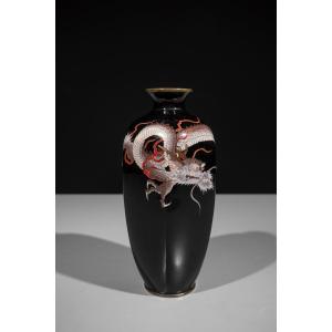 A Hexagonal Cloisonné Vase Depicting A Ryū Dragon