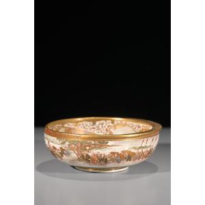 A Satsuma Bowl With Scenes Of Daily Life And A Noble Procession