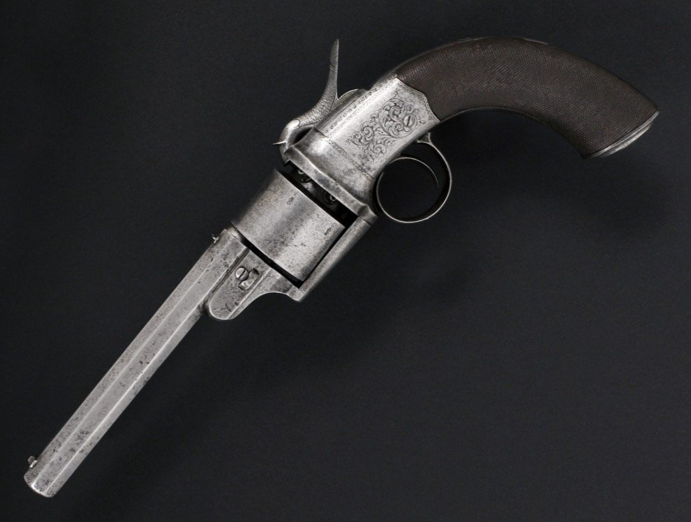Revolver à Percussion Transitionnel, Signé Joseph Lang. Angleterre, Vers 1850.-photo-2