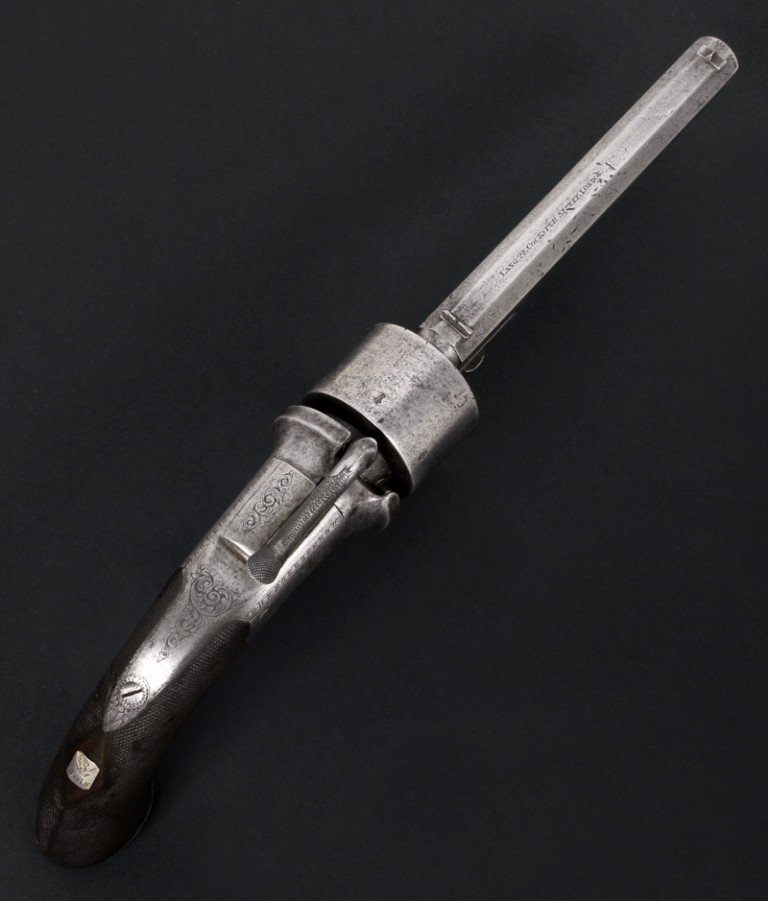 Revolver à Percussion Transitionnel, Signé Joseph Lang. Angleterre, Vers 1850.-photo-2