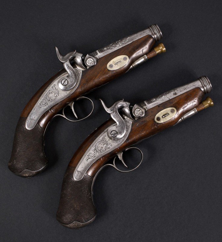Small Pair Of Luxury Percussion Pistols. Spain, Around 1850.