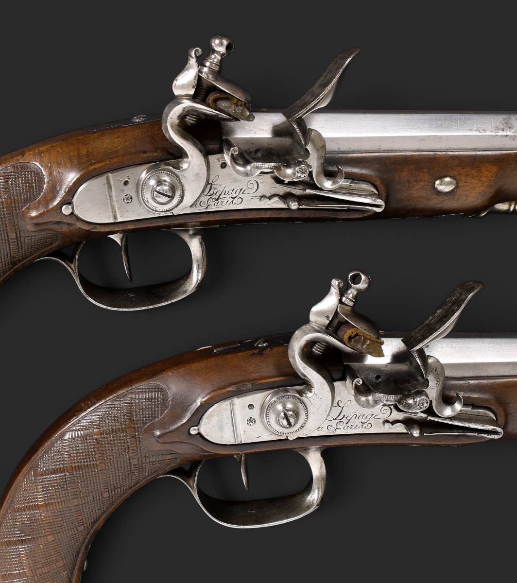 Paire de Pistolets d’Officier d’État-major, mod. Vendémiaire AN XII, signé Lepage, 1er Empire.-photo-2