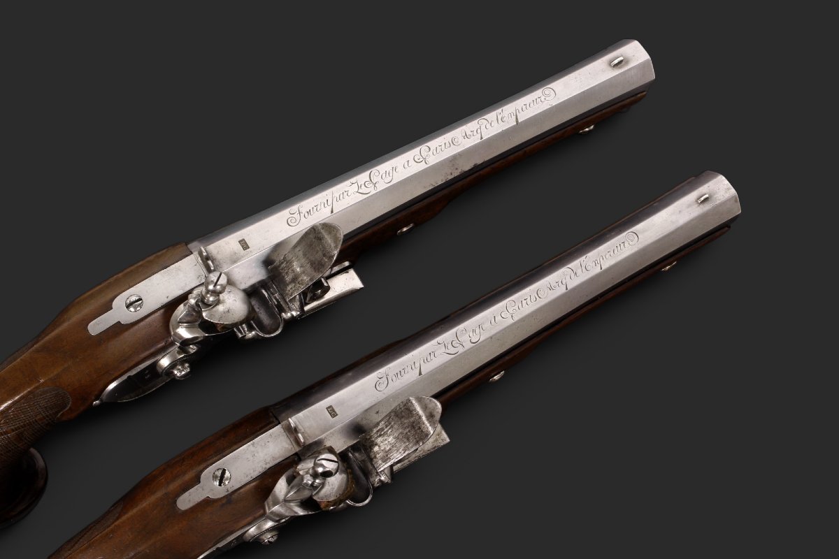 Paire de Pistolets d’Officier d’État-major, mod. Vendémiaire AN XII, signé Lepage, 1er Empire.-photo-4