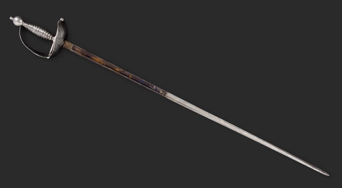 Épée d'officier espagnol pour les Gardes Royaux ou Hallebardiers, en argent.  Vers 1830.-photo-1