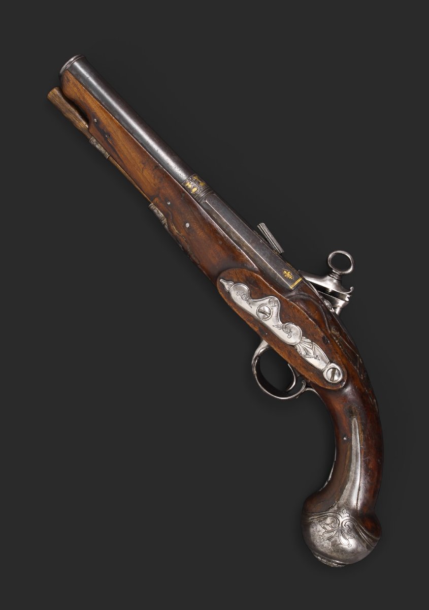 Pistolet espagnol à silex, signé Bustindui - Gabiola (vers 1790-1810).-photo-1