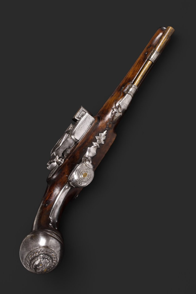 Pistolet espagnol à silex, signé Bustindui - Gabiola (vers 1790-1810).-photo-2