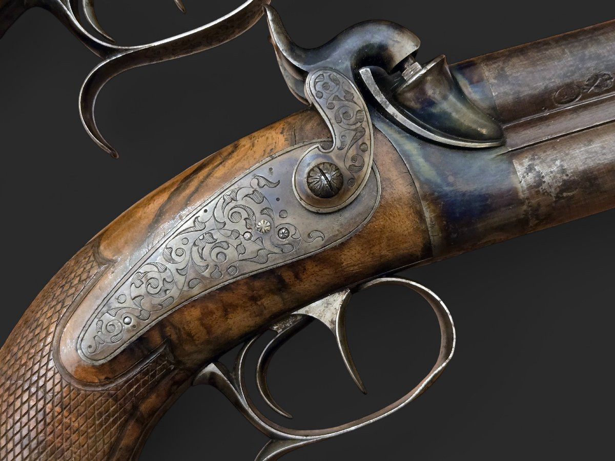 Pair Of Percussion Pistols Type 1855, Signed On The Barrels "prebat - Paris".-photo-2