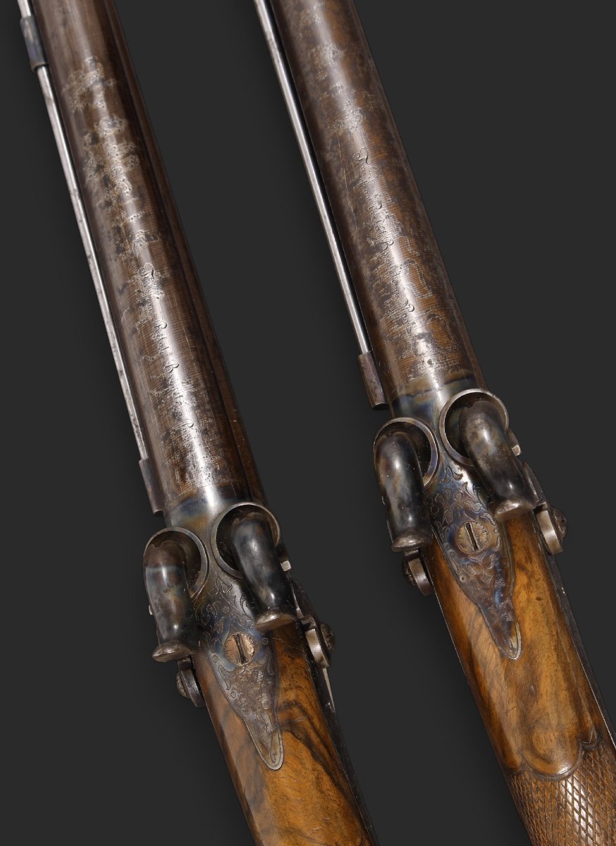 Pair Of Percussion Pistols Type 1855, Signed On The Barrels "prebat - Paris".-photo-4