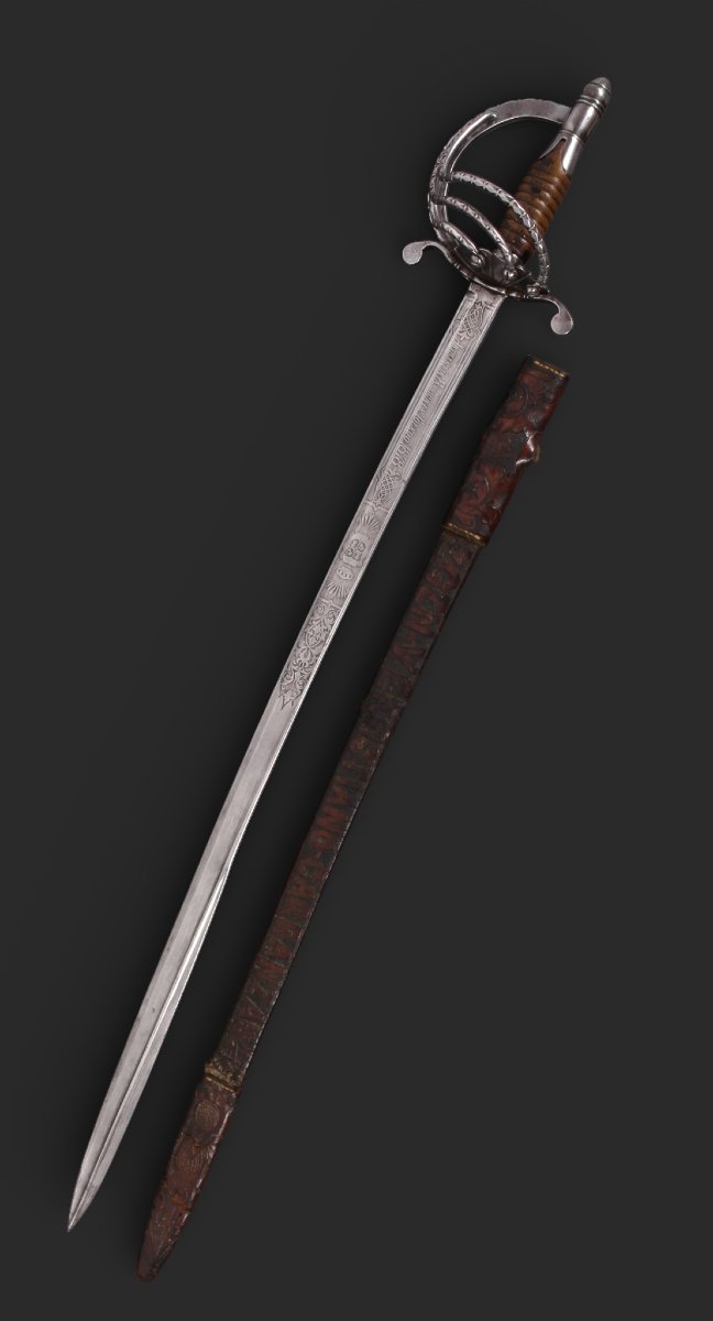 Sabre mexicain à lame de Tolède datée de 1878, monté à caprice.-photo-1