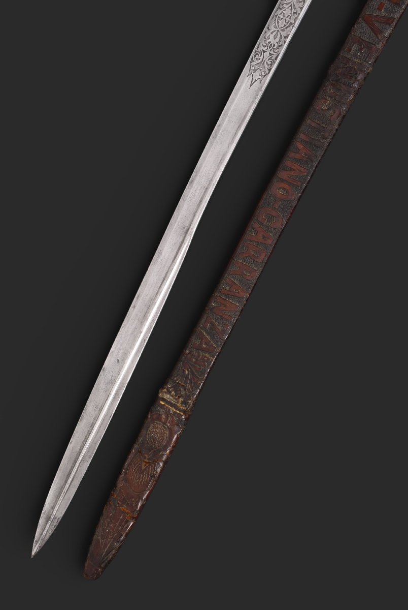 Sabre mexicain à lame de Tolède datée de 1878, monté à caprice.-photo-3