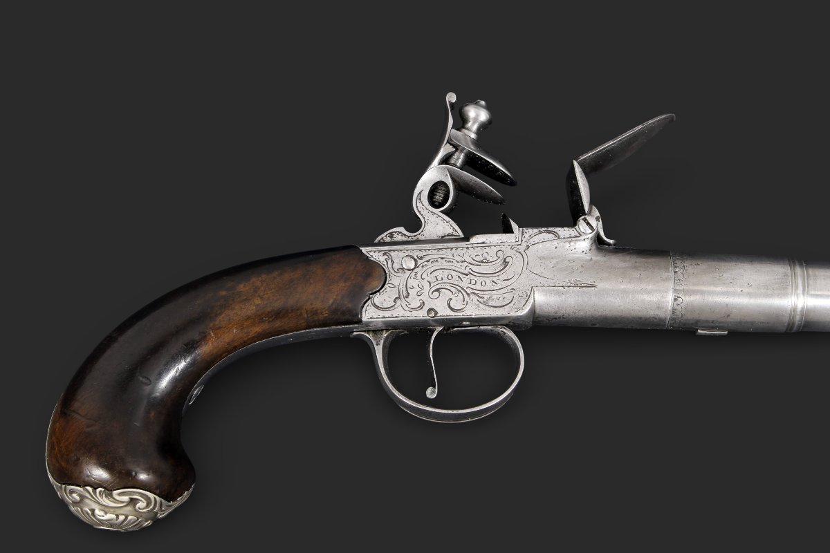 Queen Anne Type Flintlock Pistol By Barber-london, Circa 1730-photo-2