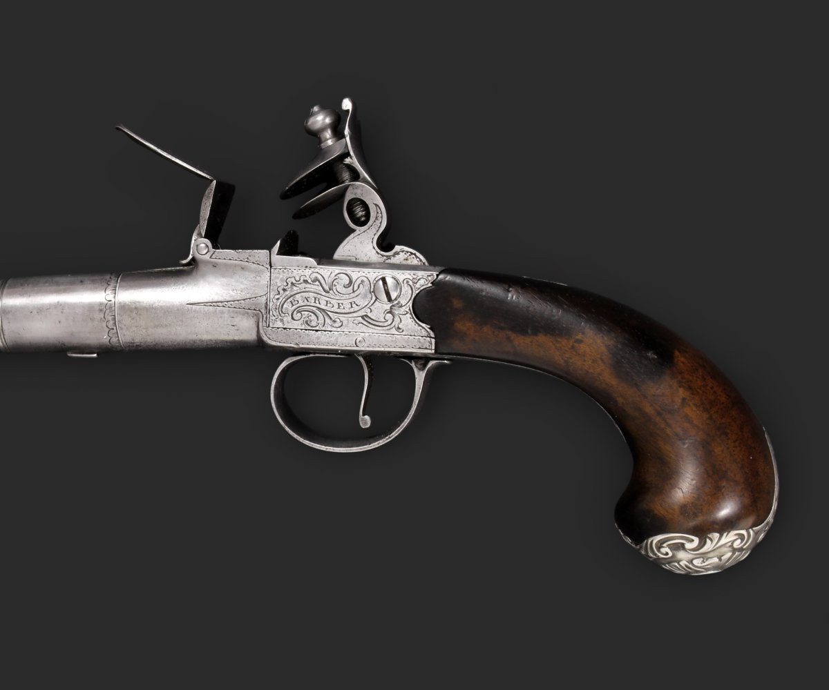 Queen Anne Type Flintlock Pistol By Barber-london, Circa 1730-photo-3