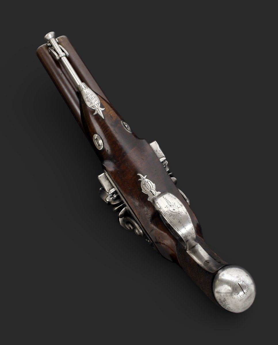 Pistolet anglais à silex à double canon, par Reddell, vers 1810-photo-2