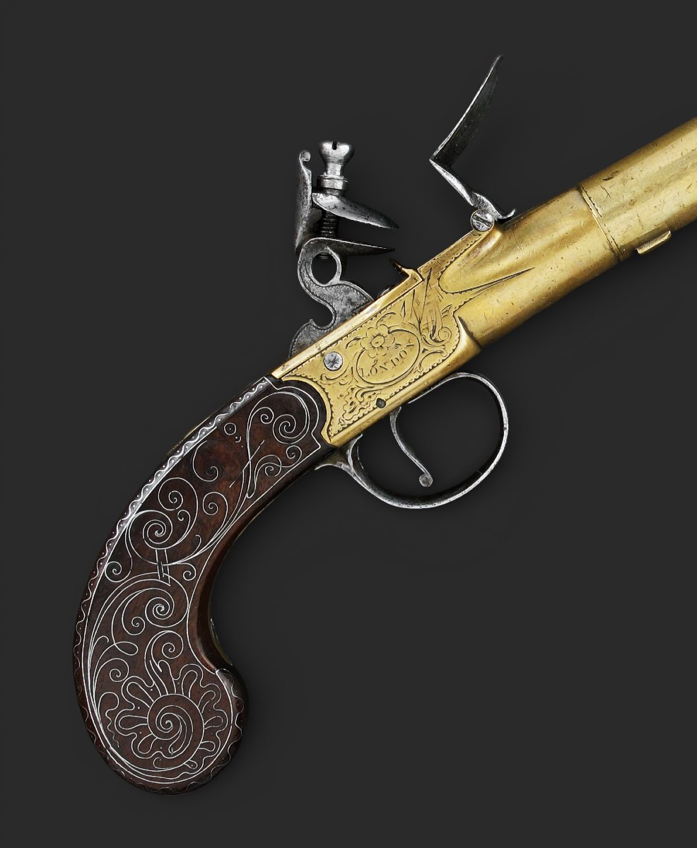 Flintlock Boxlock Pistol With Bronze Barrel. England, 18th Century.-photo-2