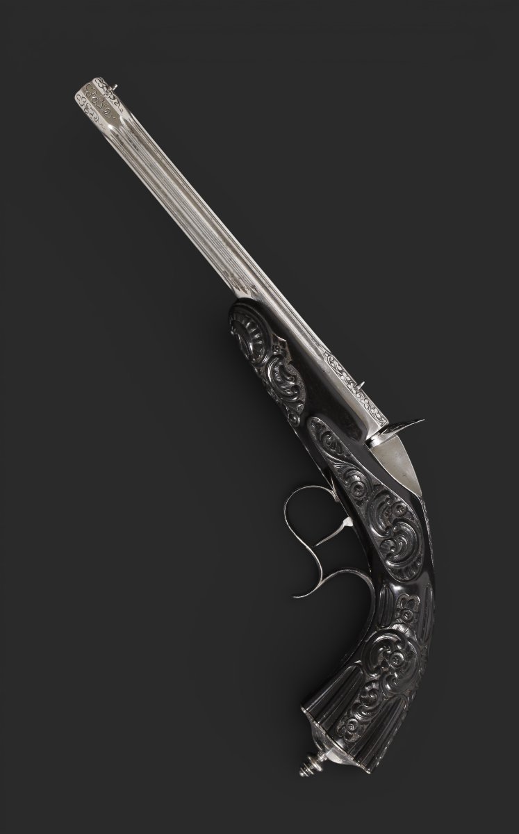 Pistolet Flobert de tir de salon, seconde moitié du XIXe siècle.-photo-2