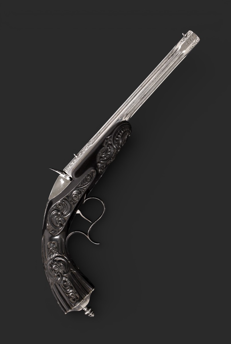 Pistolet Flobert de tir de salon, seconde moitié du XIXe siècle.