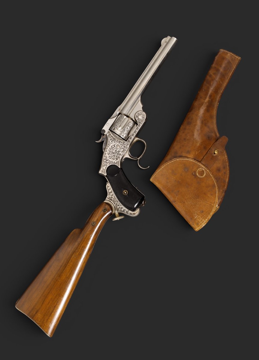 Model 3 Russian Deluxe Revolver, Spanish Version Of The Smith & Wesson, With Detachable Stock.