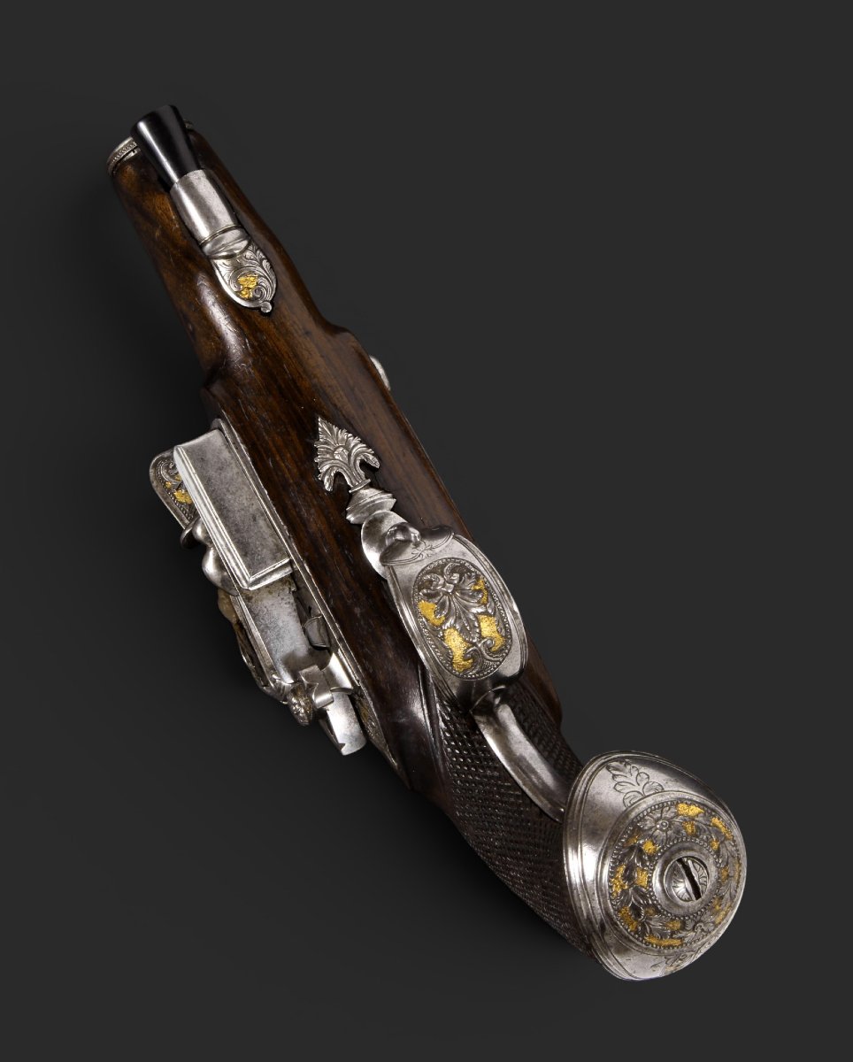 Pistolet de voyage espagnol à silex, vers 1800-1820.-photo-1