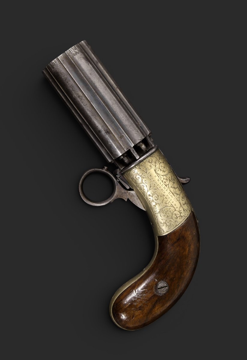 English Percussion Pepperbox, Under-hammer, “s. Walker & Co.—j. R. Cooper’s Patent,” Circa 1850.-photo-3