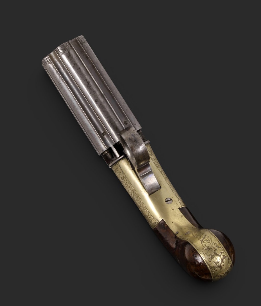 English Percussion Pepperbox, Under-hammer, “s. Walker & Co.—j. R. Cooper’s Patent,” Circa 1850.-photo-2