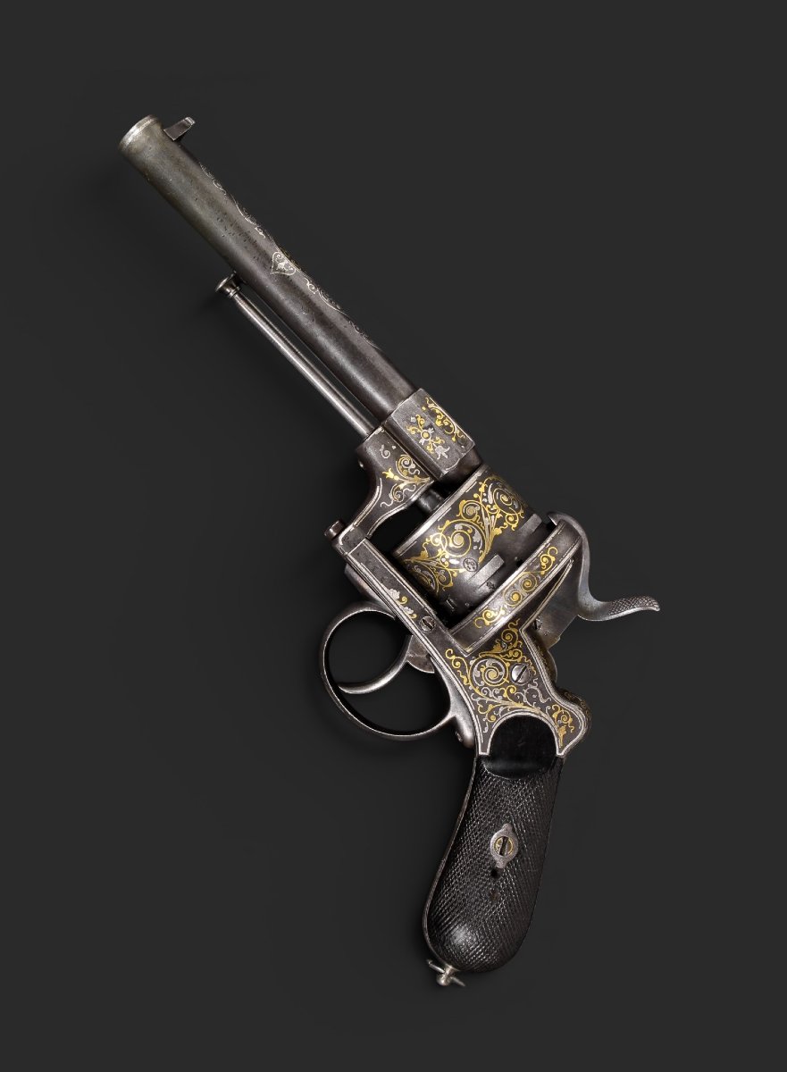 Revolver de luxe belge Lefaucheux, décoré à l’or et à l’argent, vers 1860-photo-2