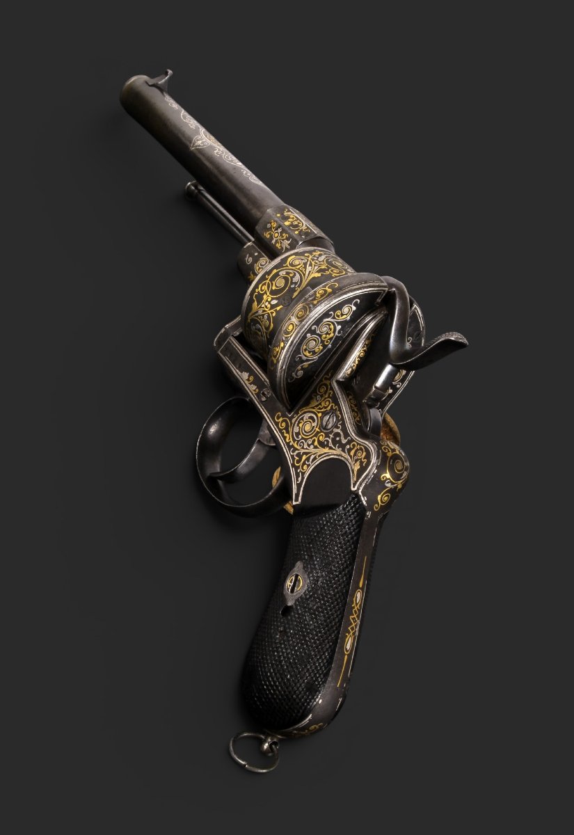 Revolver de luxe belge Lefaucheux, décoré à l’or et à l’argent, vers 1860-photo-1