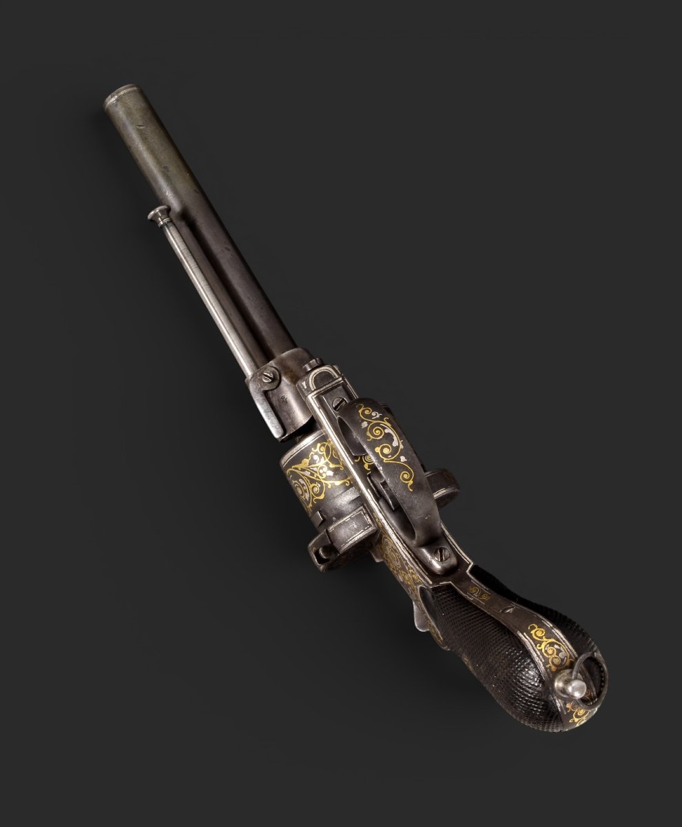 Revolver de luxe belge Lefaucheux, décoré à l’or et à l’argent, vers 1860-photo-3