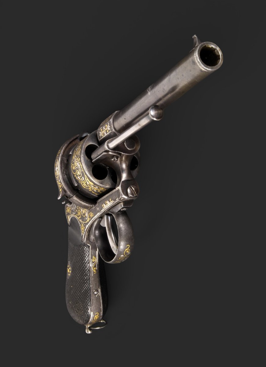 Revolver de luxe belge Lefaucheux, décoré à l’or et à l’argent, vers 1860-photo-4