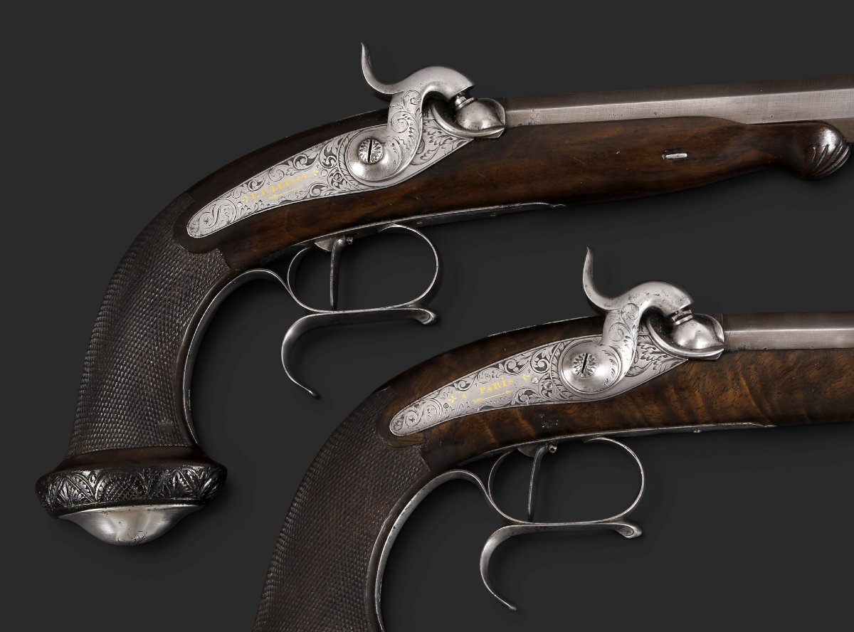 Pair Of French Percussion-cap Dueling Pistols, Mid-19th Century.-photo-2