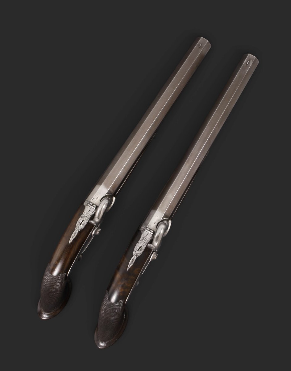 Pair Of French Percussion-cap Dueling Pistols, Mid-19th Century.-photo-3