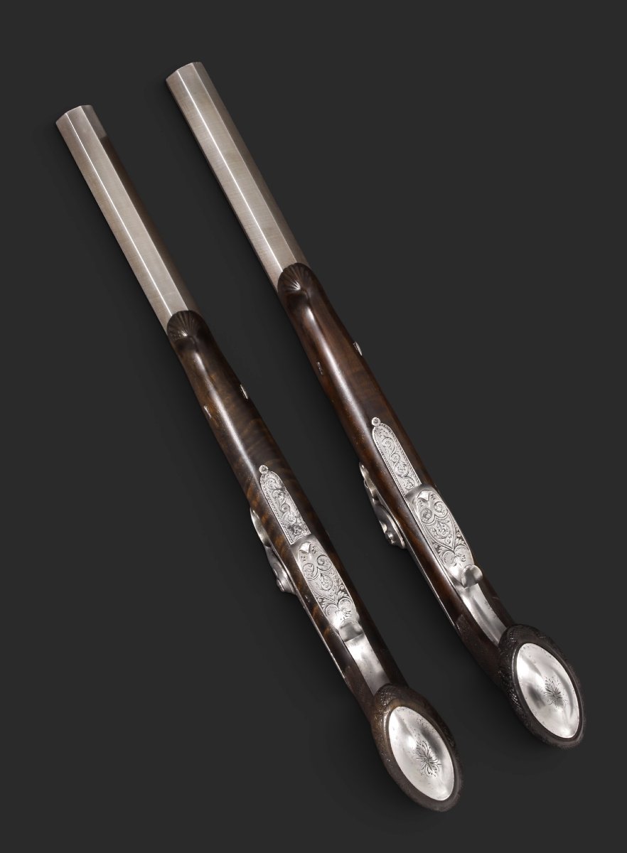 Pair Of French Percussion-cap Dueling Pistols, Mid-19th Century.-photo-4