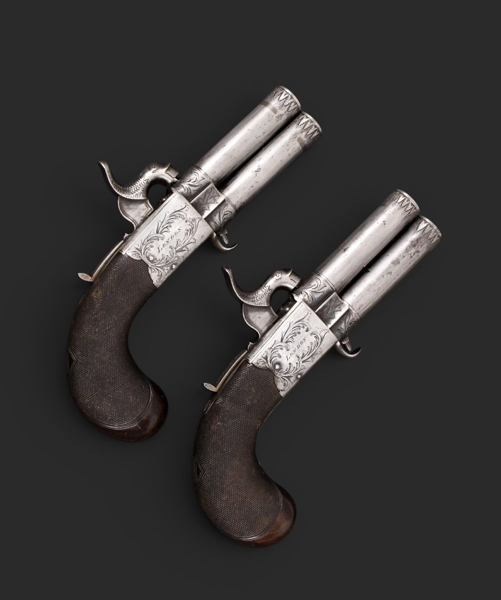 Paire de pistolets à percussion à canons tournants, REILLY, LONDON, vers 1840-photo-2