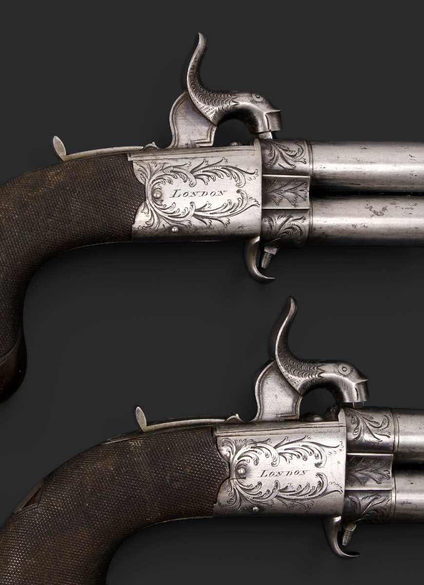 Paire de pistolets à percussion à canons tournants, REILLY, LONDON, vers 1840-photo-3