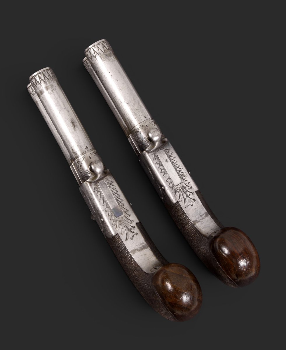 Paire de pistolets à percussion à canons tournants, REILLY, LONDON, vers 1840-photo-2