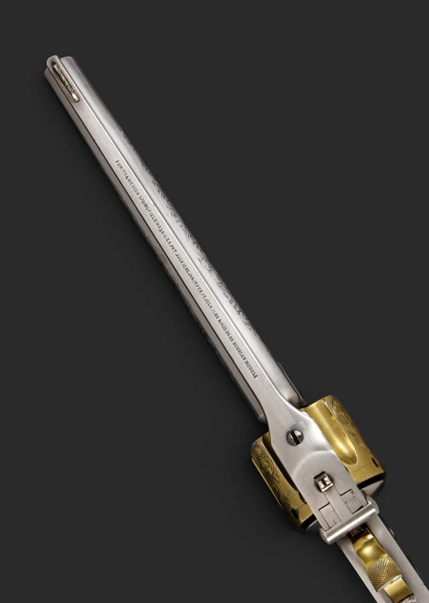 Smith & Wesson No. 3 Russian Revolver, Engraved, Nickel-plated, And Gilded. United States, Circa 1875.-photo-2