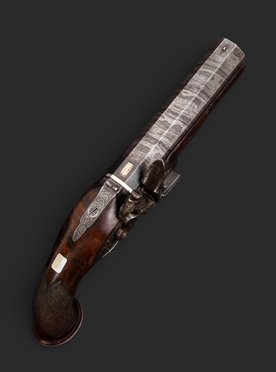Pistolet de voyage anglais à silex, signé PATRICK – LIVERPOOL, début du XIXe siècle.-photo-2