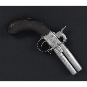 Percussion Pistol With Rotating Barrels. England, Circa 1840.