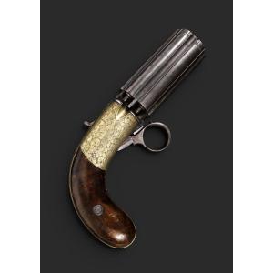 English Percussion Pepperbox, Under-hammer, “s. Walker & Co.—j. R. Cooper’s Patent,” Circa 1850.