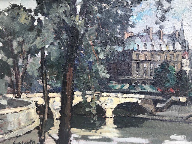 Painting By Constantin Kluge. The Pont Marie In Paris.-photo-3