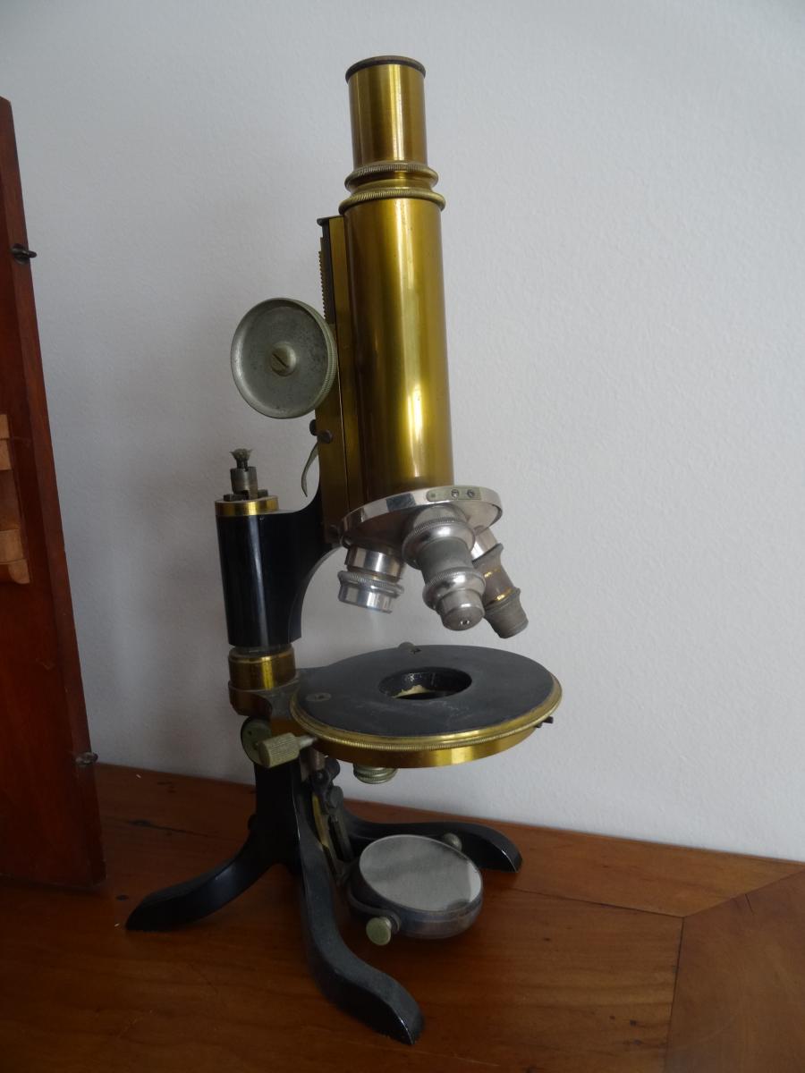 MICROSCOPE ANCIEN .DEBUT XXéme. G.BERLEMONT .Constructeur .-photo-4