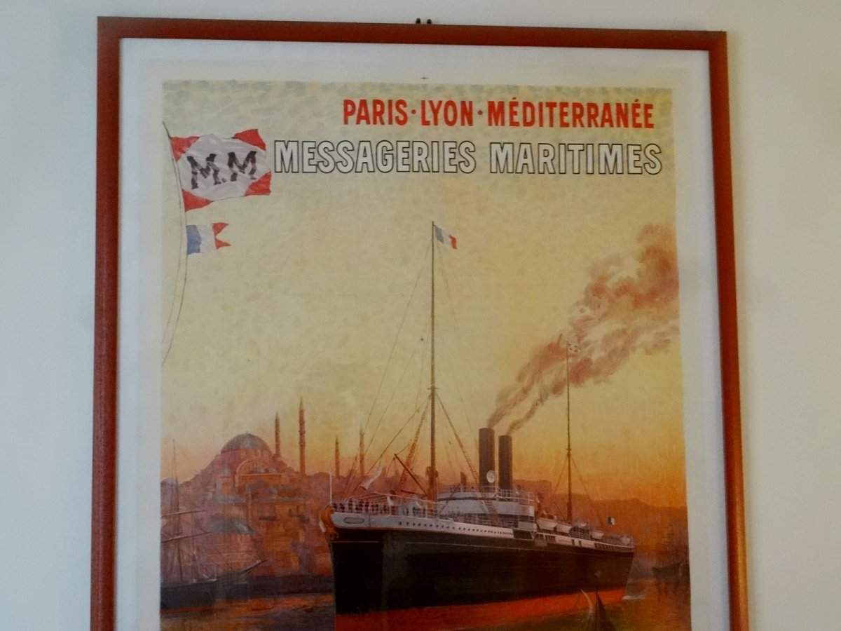 AFFICHE ANCIENNE .P.L.M . LES MESSAGERIES MARITIMES . Par EUGENE D'ARGENCE .-photo-2