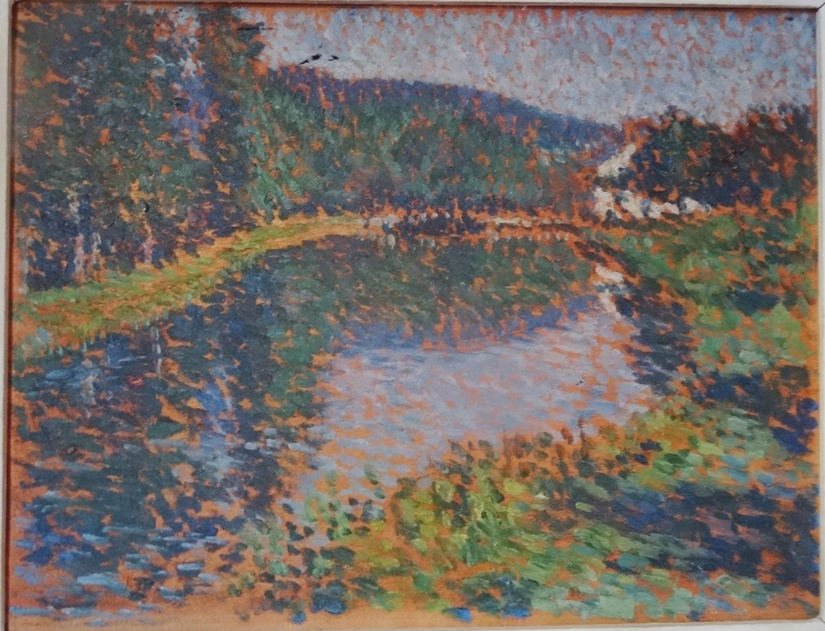 Paysage Pointilliste.  Ernest- Lucien Bonnotte.-photo-3