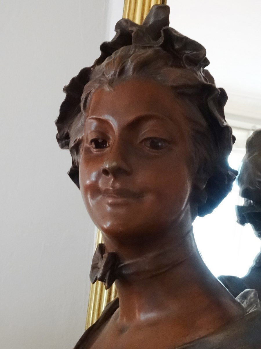 Van Der Straeten. Bust Of A Woman In Bronze. Period 1900.-photo-4