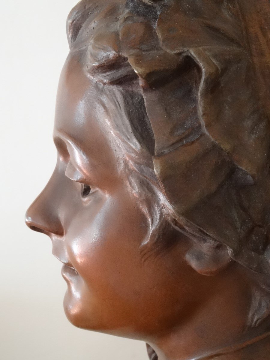 Van Der Straeten. Bust Of A Woman In Bronze. Period 1900.-photo-2