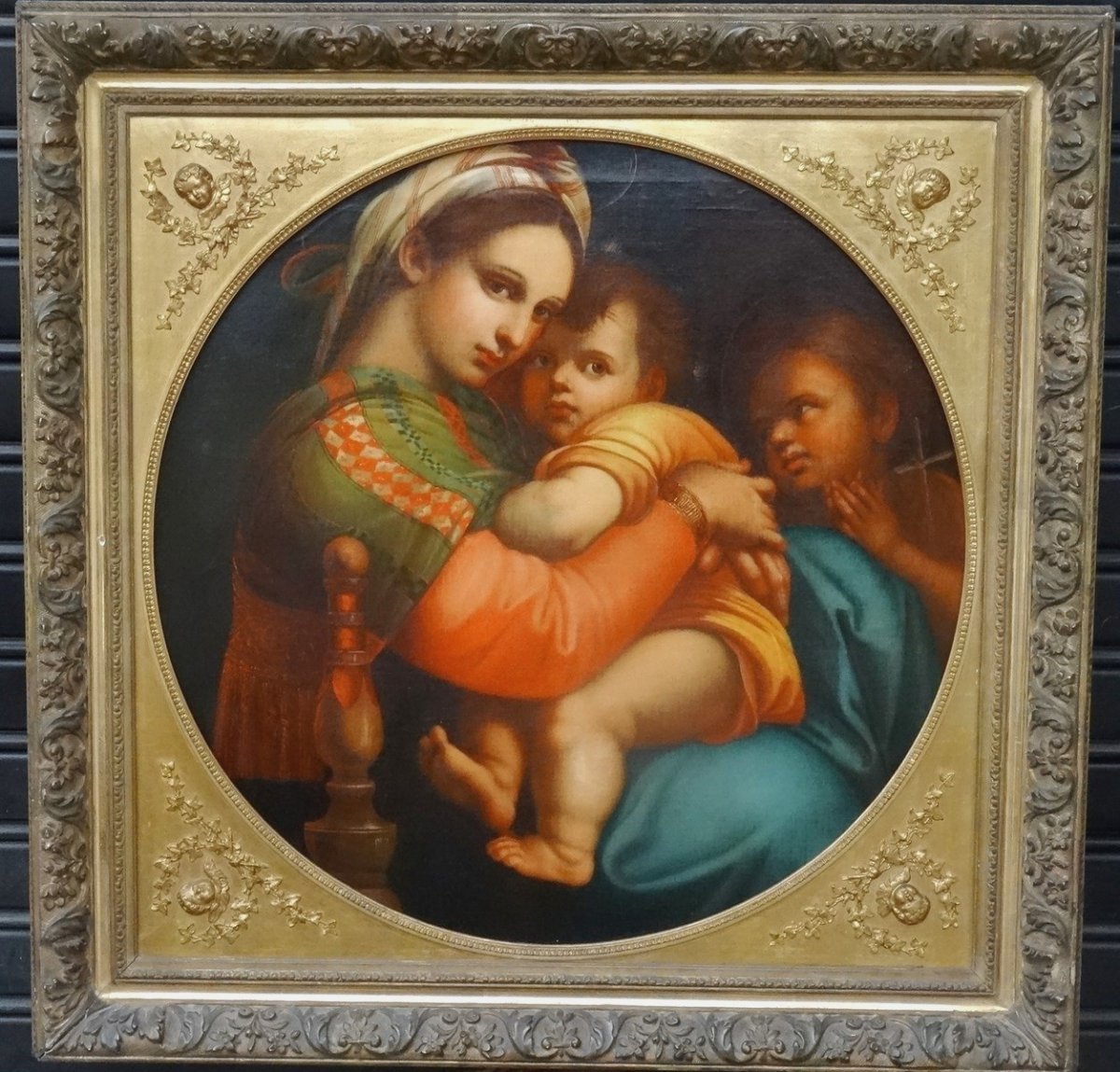 The Virgin With A Chair After Raphael. Painting Period XIX Th.-photo-4