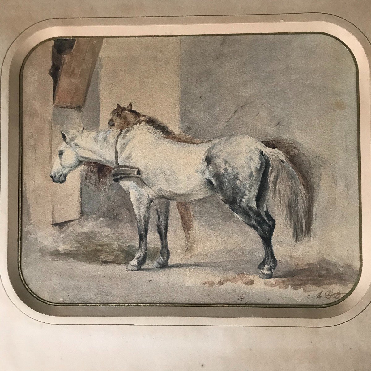 Alfred De Dreux. Watercolor.-photo-3